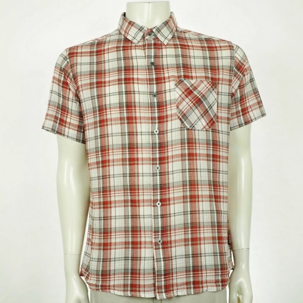 Kuhl White Plaid Organic Cotton Trail Button Front Shirt Mens XXL